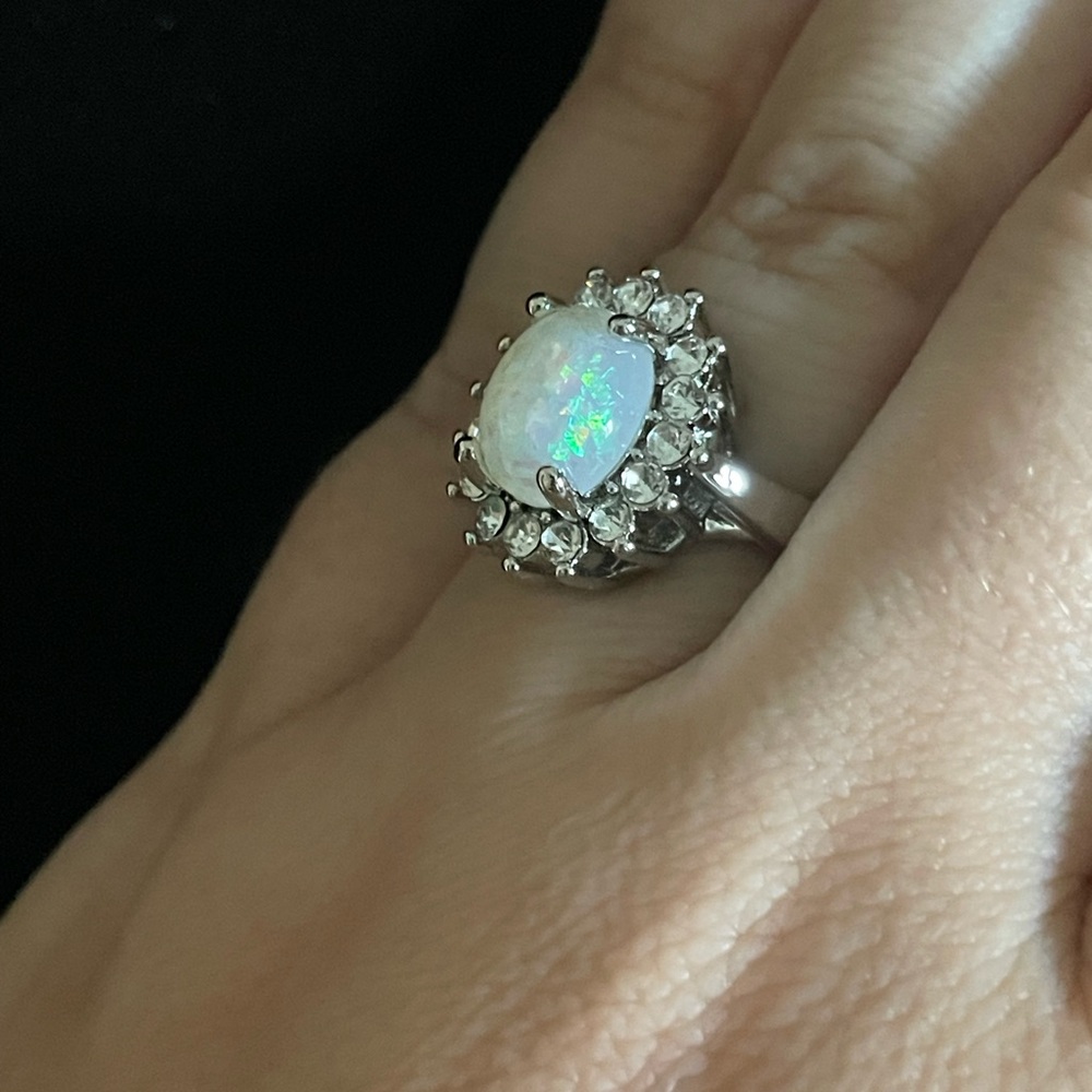 Faux Opal and Rhinestone Ring - Picture 5 of 5